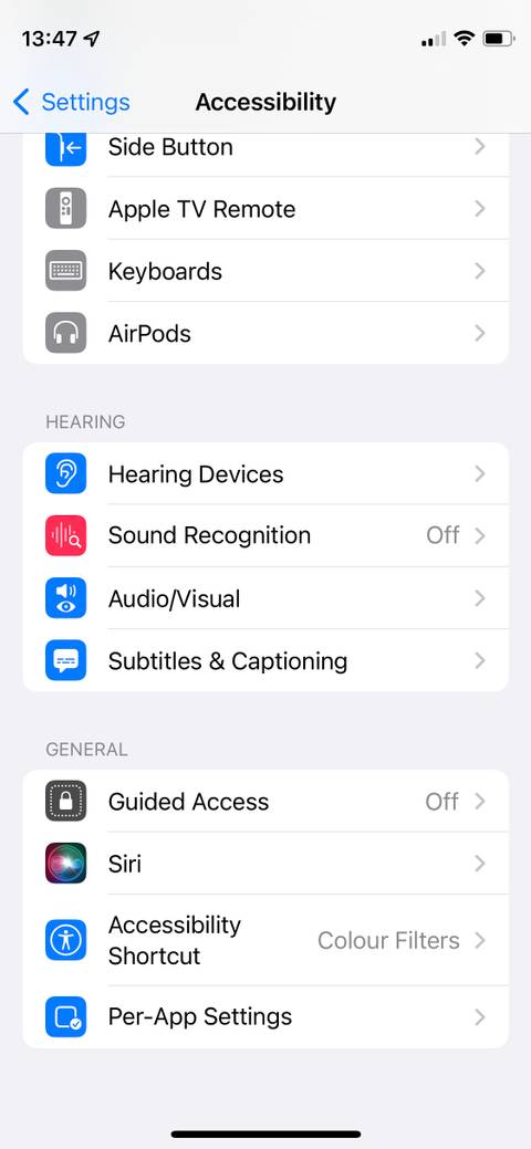 Accssibility settings on iPhone