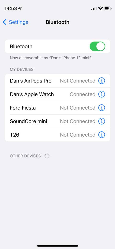 Bluetooth devices on iPhone