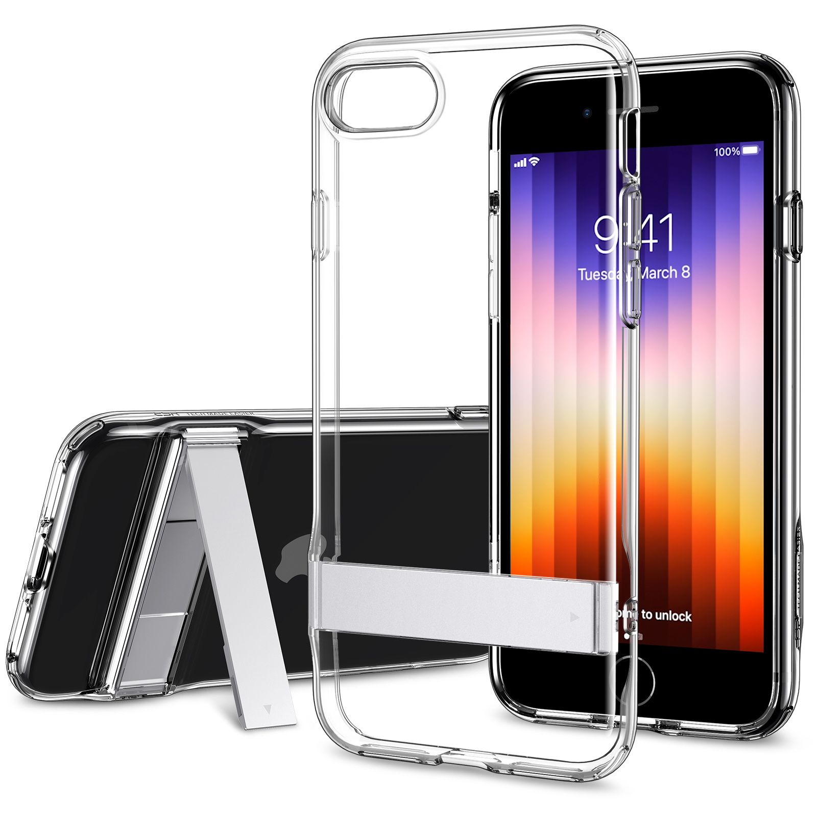 ESR Metal Kickstand Case for iPhone SE 2022 Case Clear