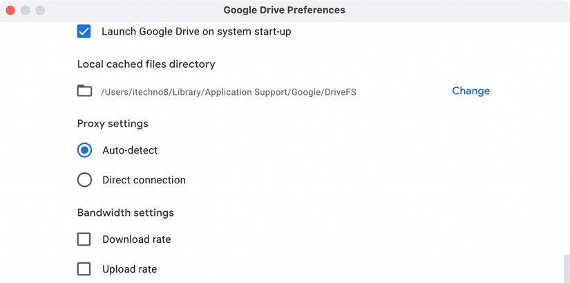 Google Drive Preferences