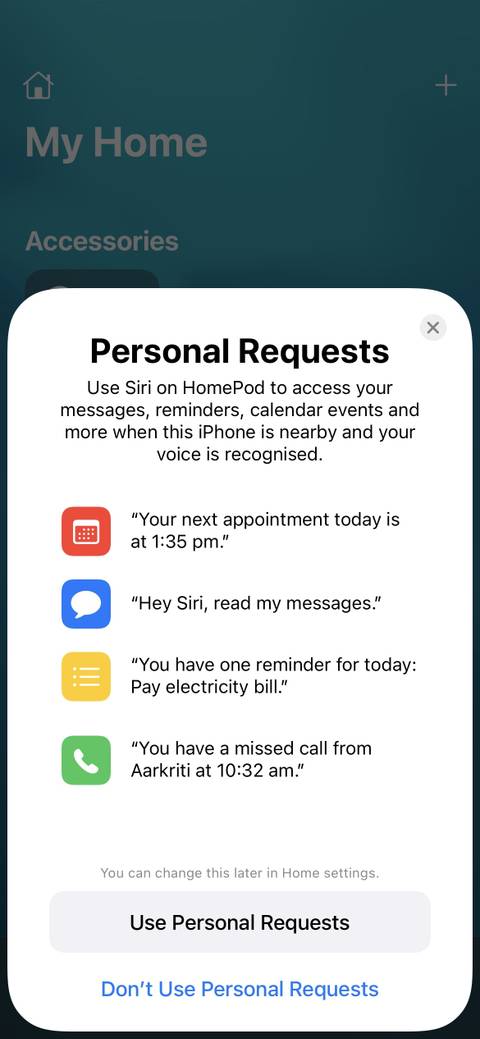 HomePod mini installation personnal requests