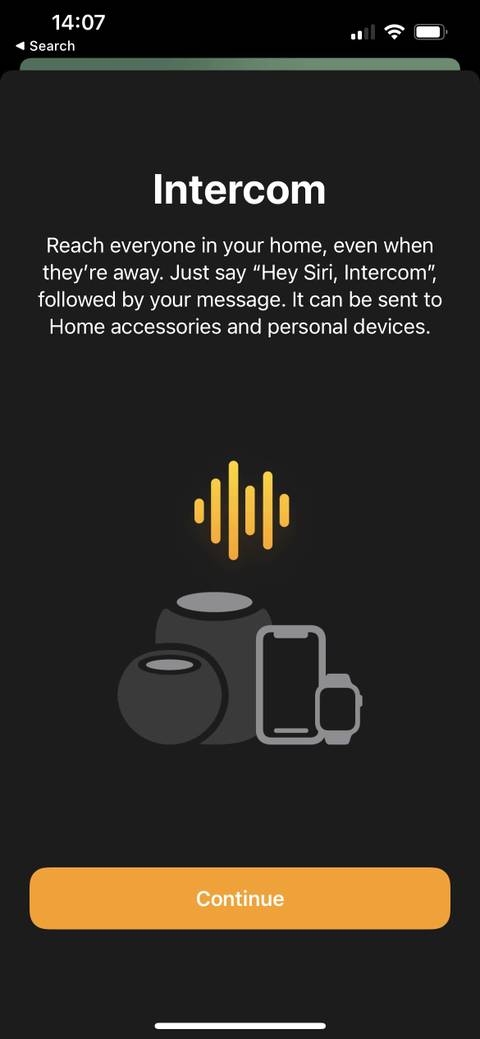 HomePod mini setting up Intercom