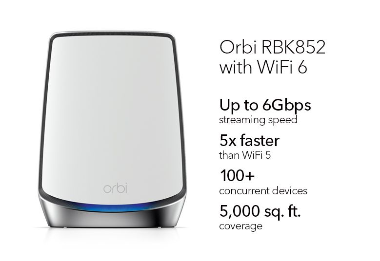 NETGEAR Orbi Tri-band Mesh WiFi 6 System RBK852 specs