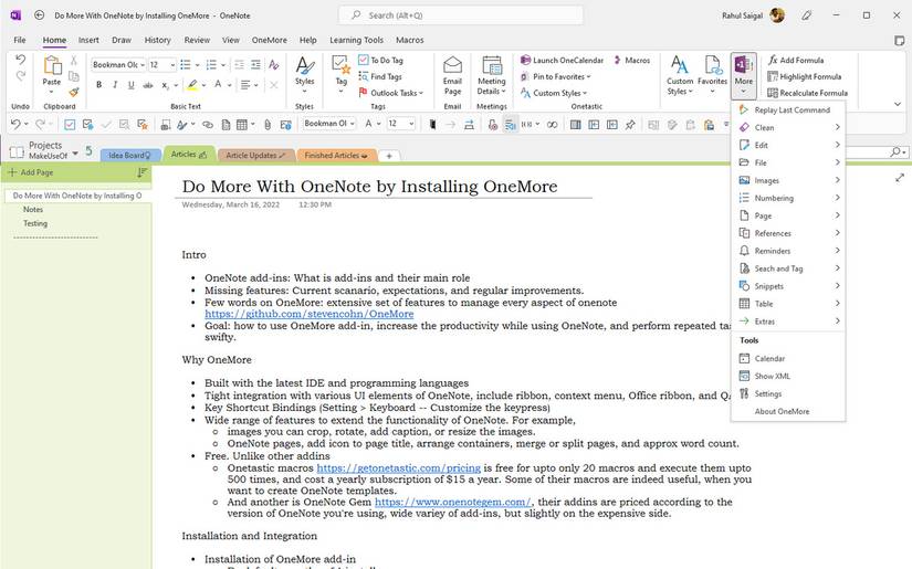 How to Increase the Functionality of OneNote With OneMore Add-In