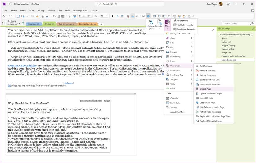 How to Increase the Functionality of OneNote With OneMore Add-In