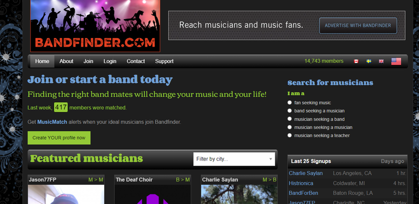 bandfinder screenshot