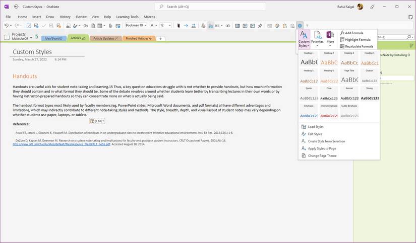 Onenote Style Guide How to Increase the Functionality of OneNote With OneMore Add-In