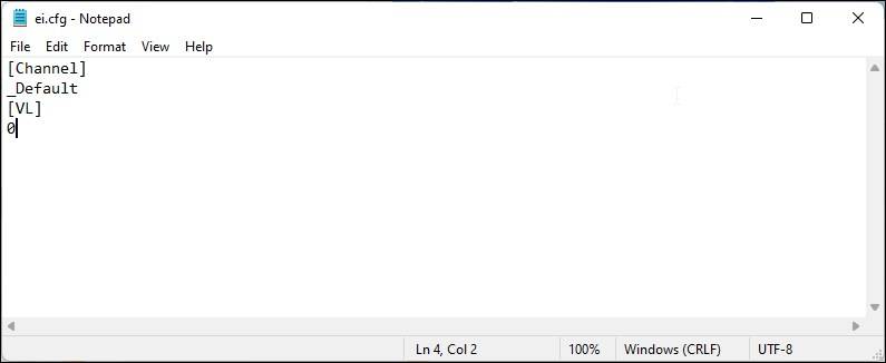 ei cfg file notepad