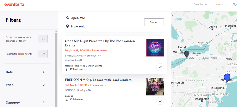 eventbrite website screenshot
