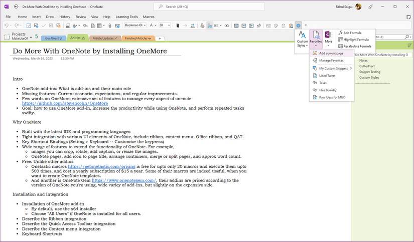 One More Note How to Increase the Functionality of OneNote With OneMore Add-In