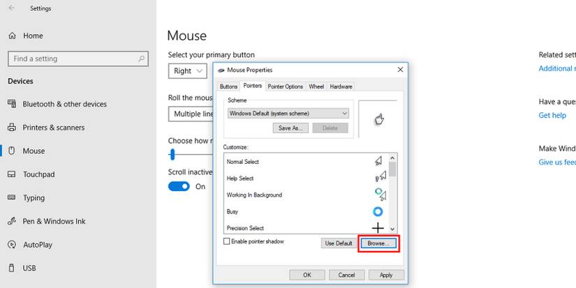 Mouse Pointor Normal How to Make Your Mouse Left-Handed in Windows 10