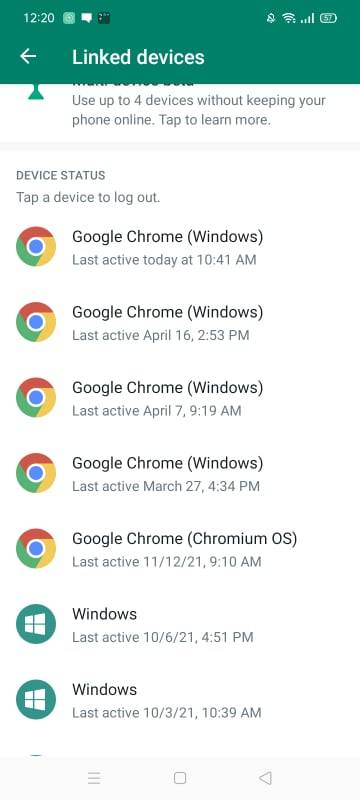 List of Linked Device for Same WhatsApp Account