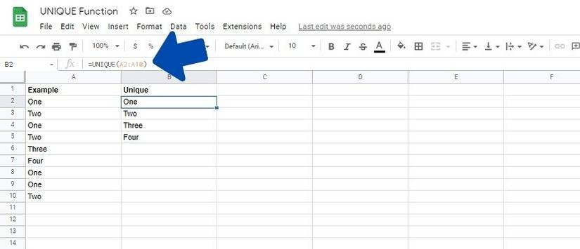 How to Use the UNIQUE Function in Google Sheets
