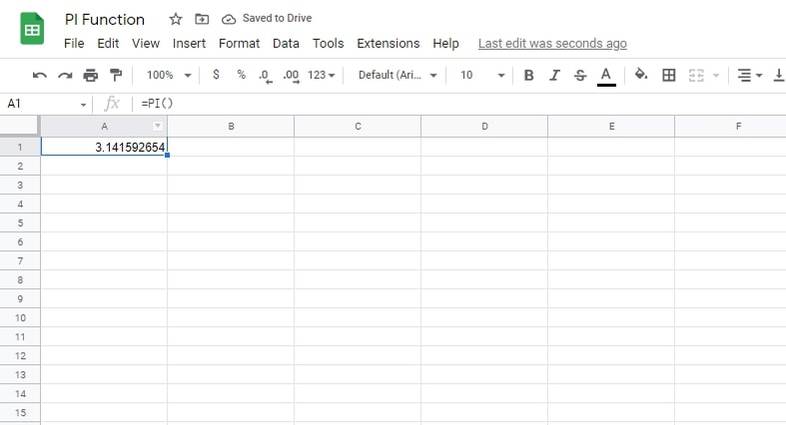 How to Use the PI Function in Google Sheets