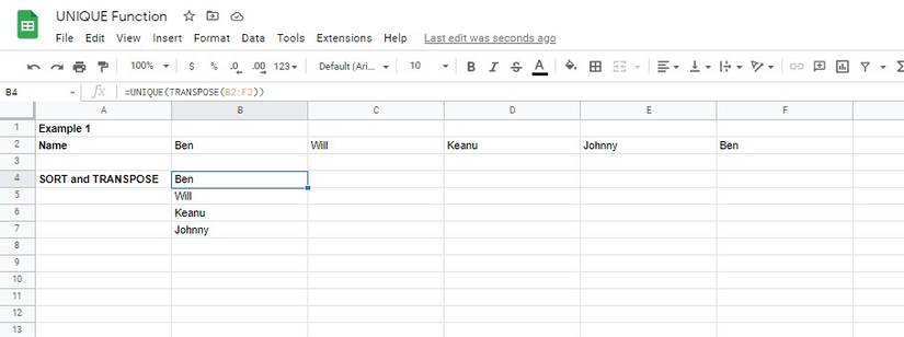 How to Use the UNIQUE Function in Google Sheets