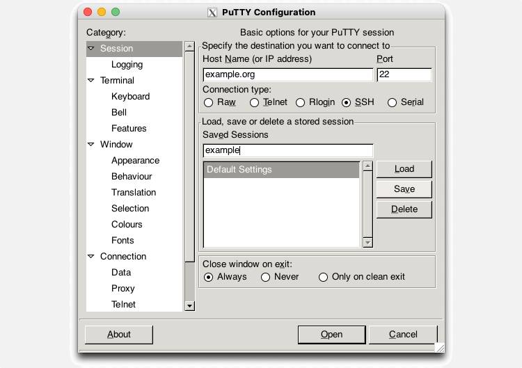 Message Putty Configuration How to Install and Use PuTTY for Mac