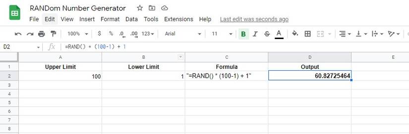 How to Build a Random Number Generator in Google Sheets