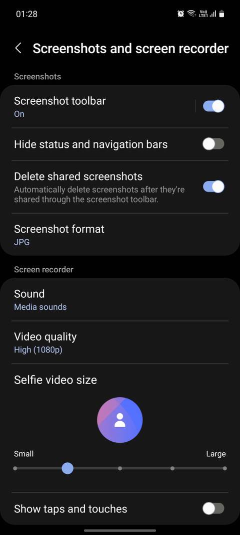 Samsung OneUI screenshots and screen-recorder
