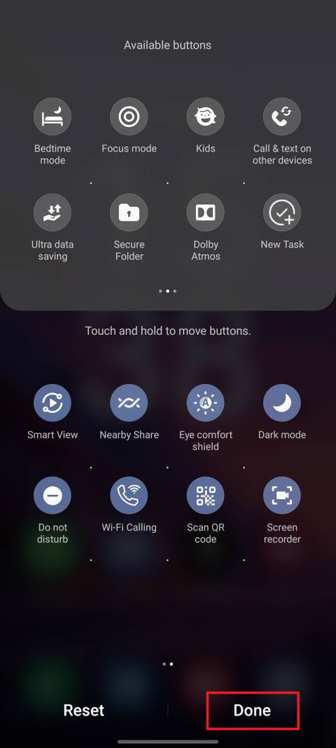 Samsung quick settings screen recorder enabled