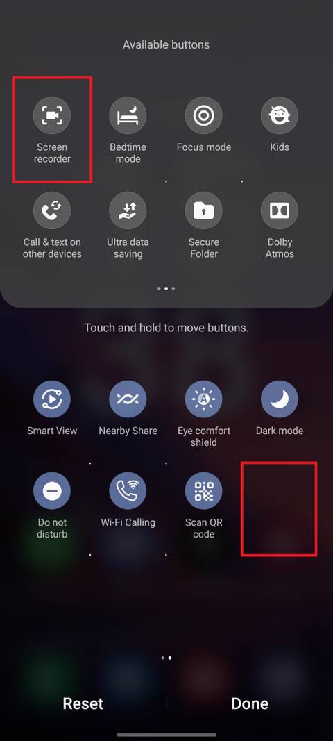 Samsung quick settings screen recorder
