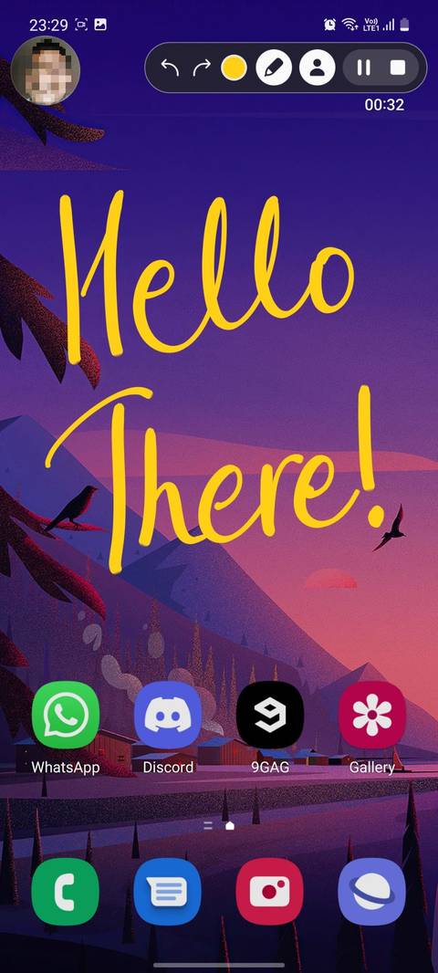 Samsung screen recorder front camera overlay