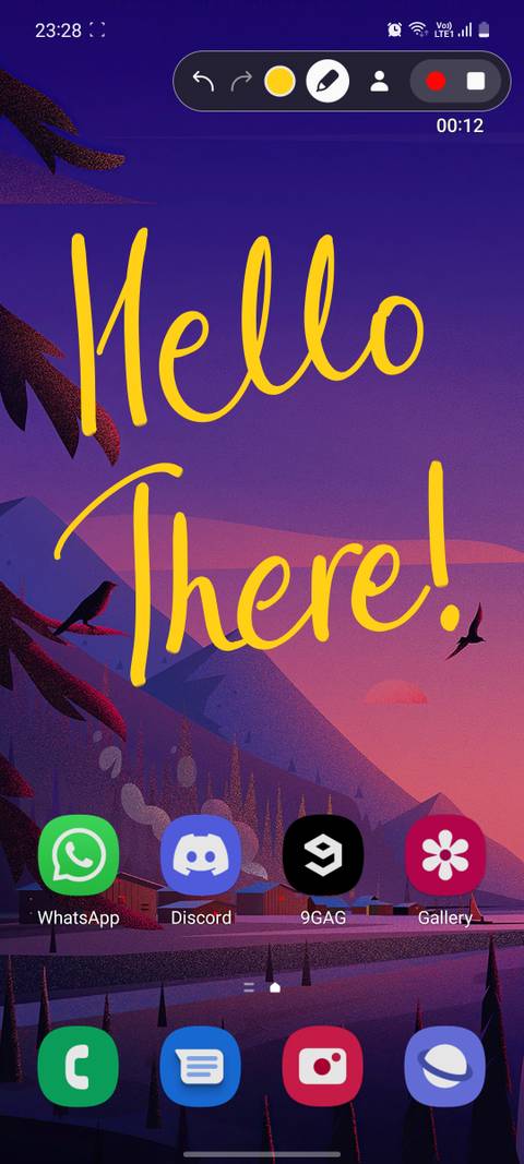 Samsung screen recorder doodling on screen