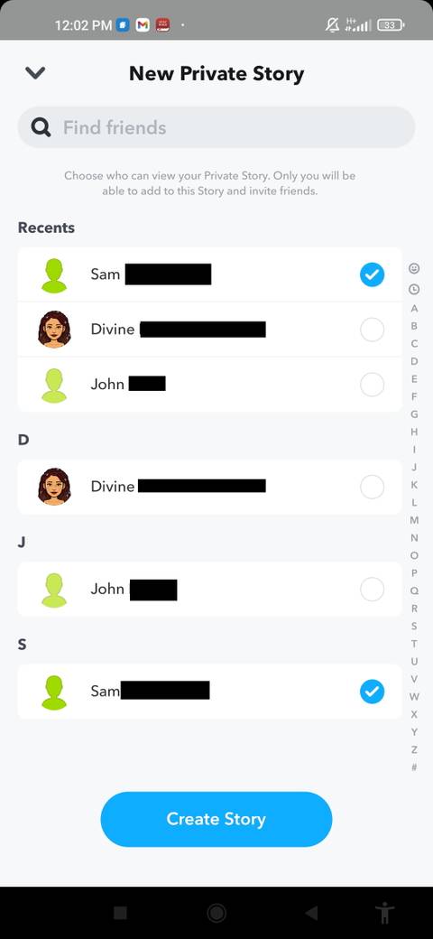 Snapchat Private Story profile Creation