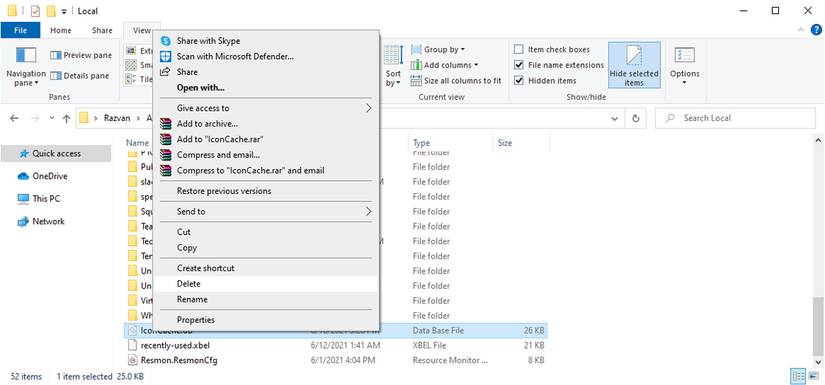 Deleting icon cache.