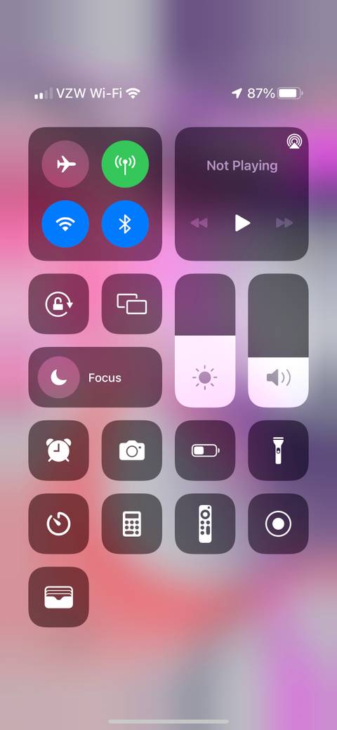 iphone control center bluetooth