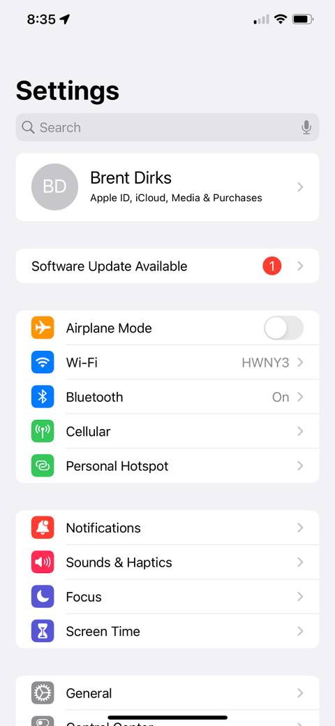 iphone settings bluetooth