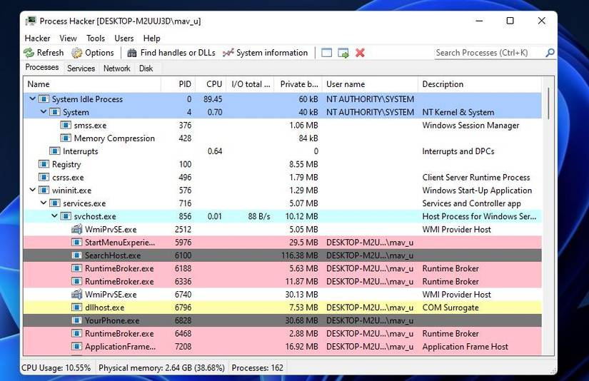 process hacker window