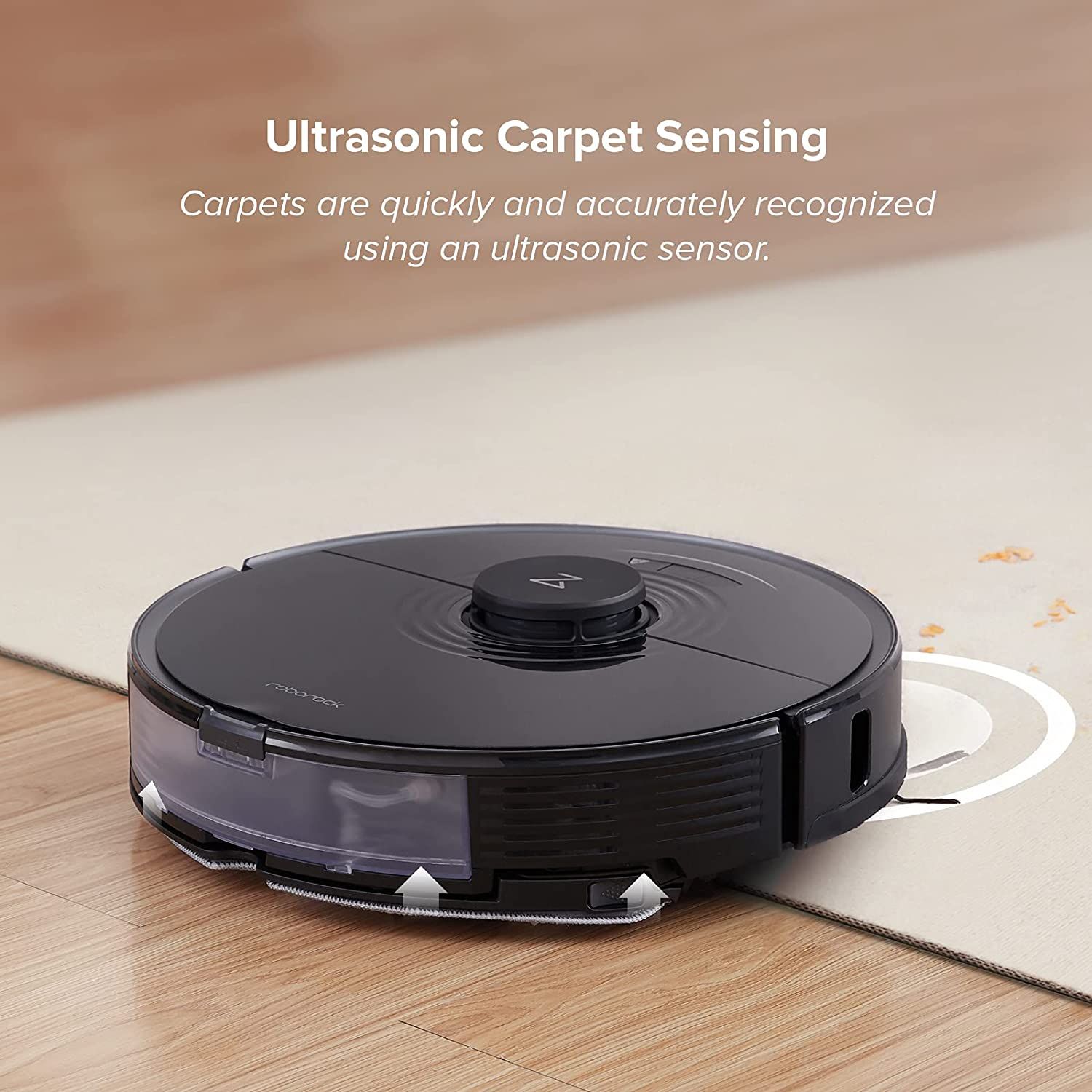 A robot vacuum transitioning to carpet