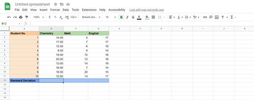 How to Calculate Standard Deviation in Google Sheets