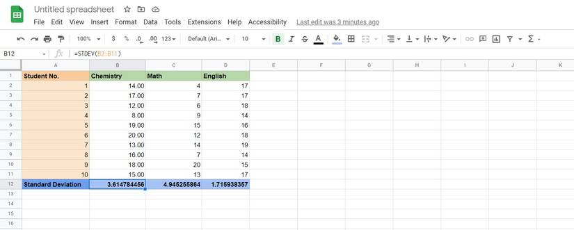 How to Calculate Standard Deviation in Google Sheets