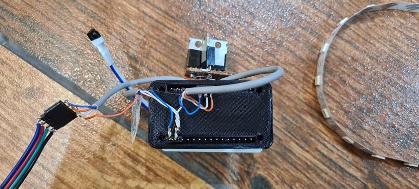 using berg strip to connect rgb strip power to nodemcu