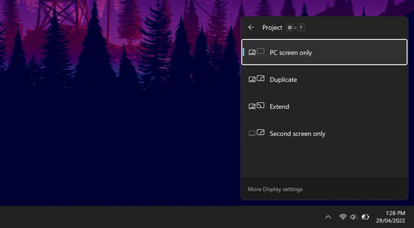 windows 11 projection settings