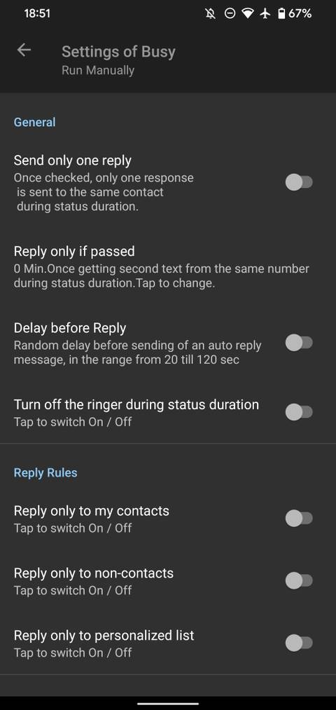 Android Auto Reply SMS Settings Top 