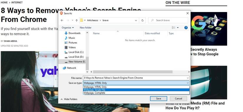 How to Save an Offline Copy of a Webpage in Brave