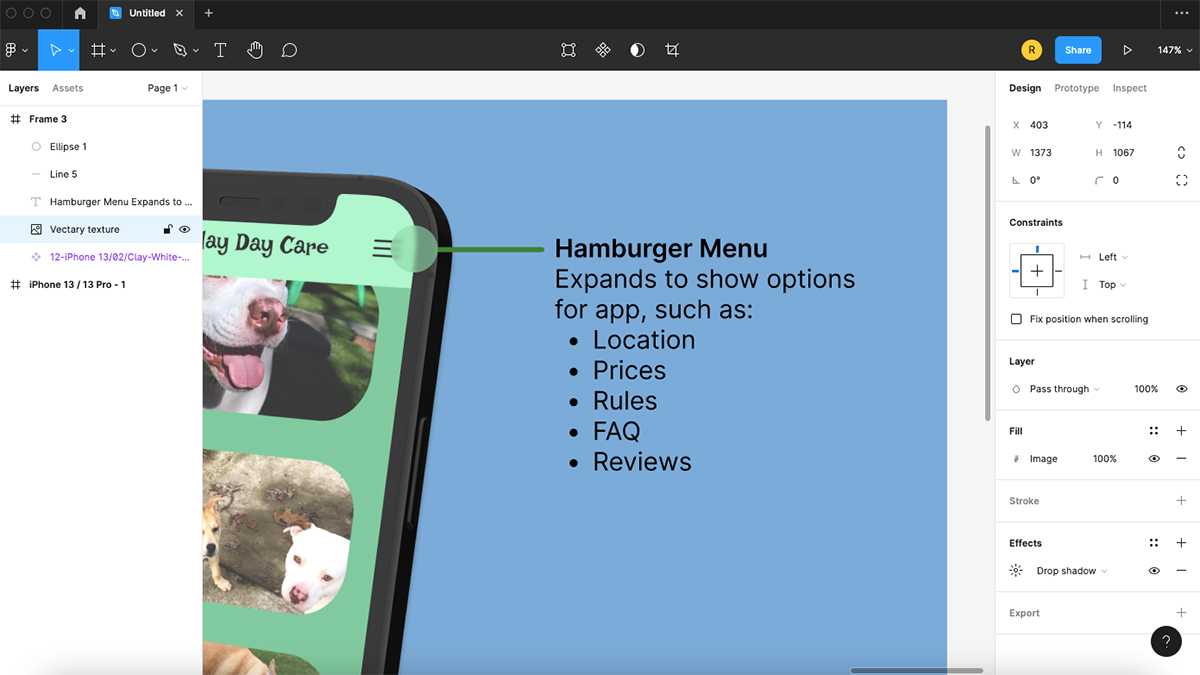 Figma screen showing zoomed in design with blurred 60% opacity green circle.