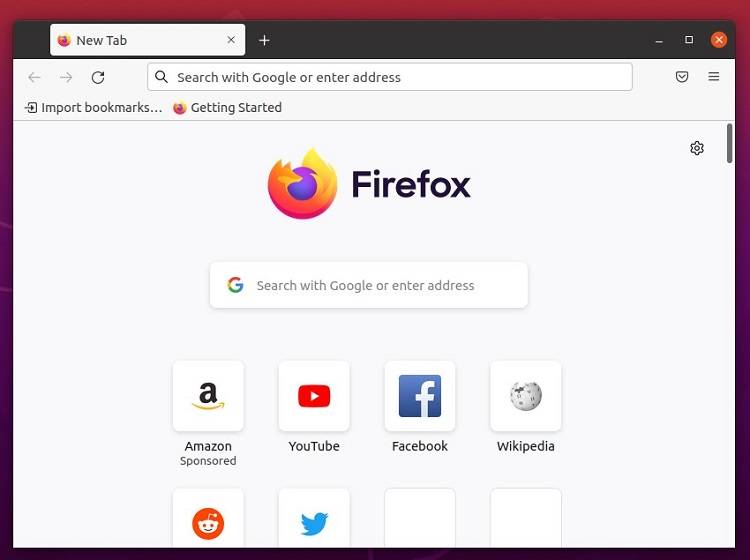 Firefox web browser UI in Linux