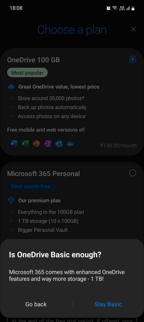 Microsoft OneDrive plans