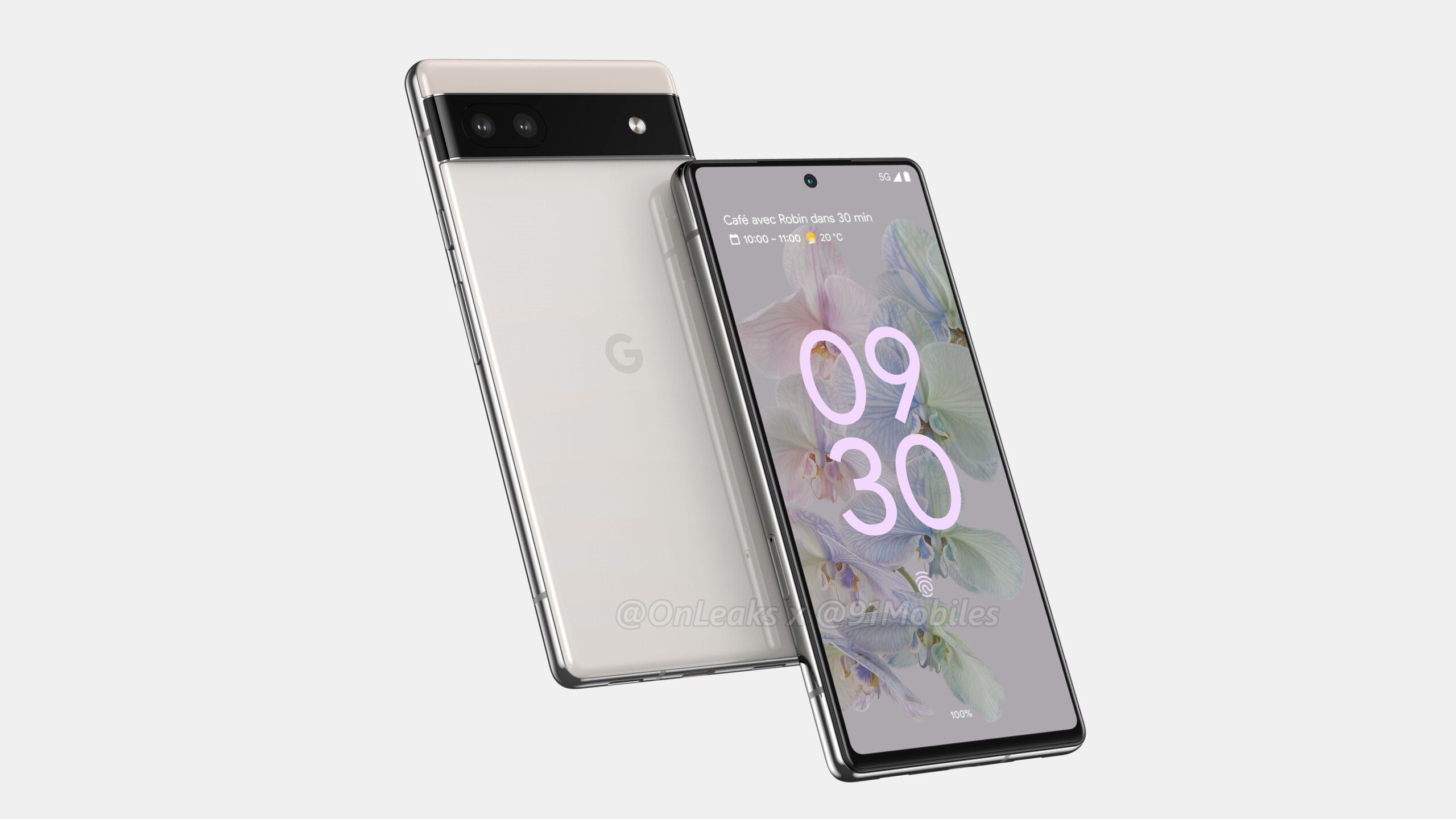 Google Pixel 6 Phone vertical view from the front and rear