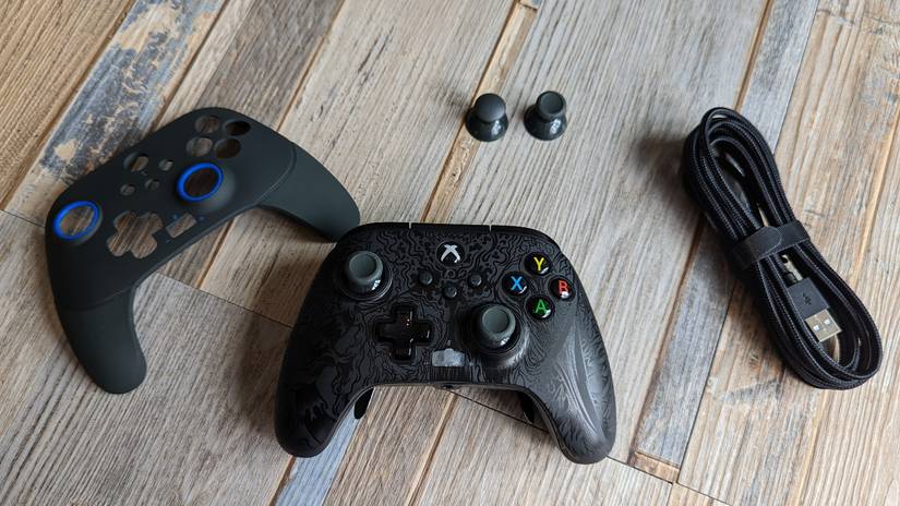 Buy PowerA FUSION Pro 2 Wired Gaming Controller With Swappable Faceplates For Xbox Series X S Xbox One Pc Windows 10 11 Midnight Shadow Glossy Matte Black Officially Licensed