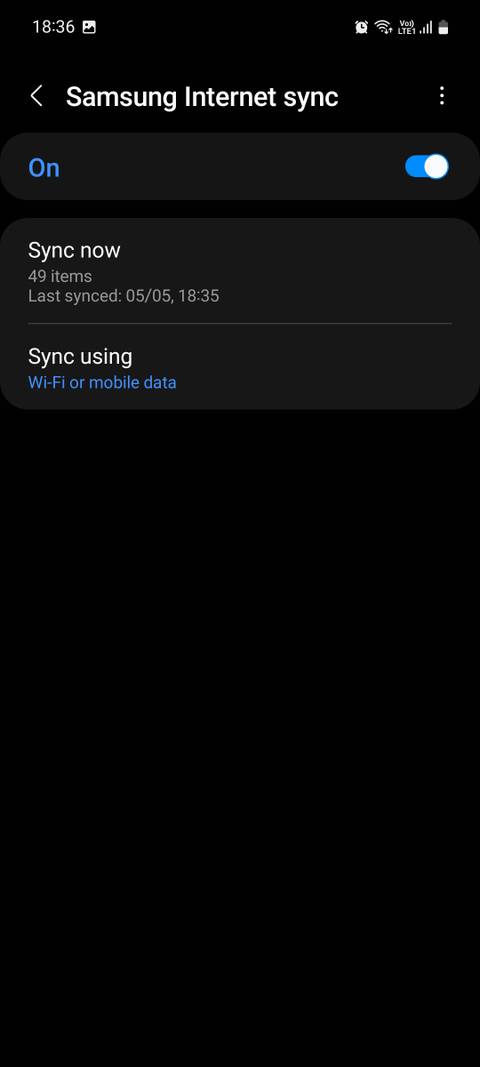 Samsung Internet sync