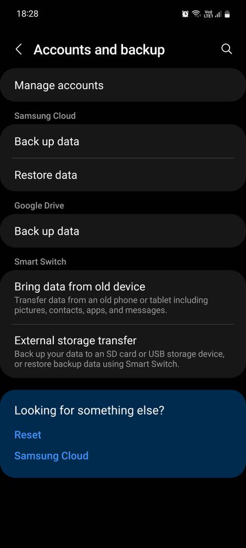 Samsung accounts and backup