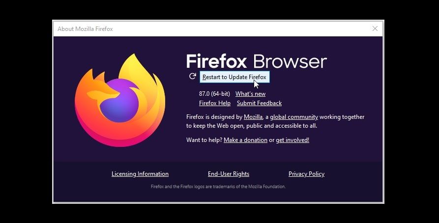 Updating Firefox