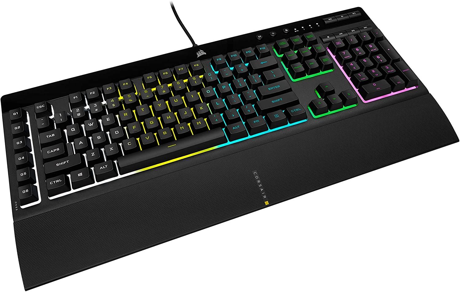 نمای جانبی صفحه کلید corsair k55 rgb pro