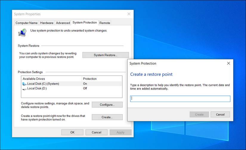 Create a restore point