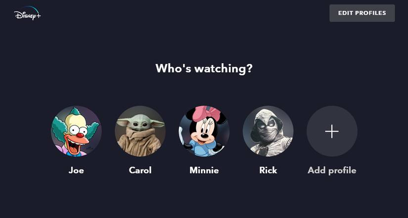 disney+ who's watching profile page