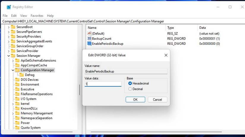 How to Enable Automatic Registry Backups in Windows 11